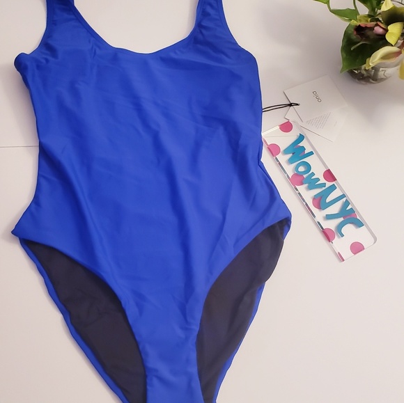 $150 NWT Anthro x ONIA One Piece Dark Blue Kelly SMALL High Cut Leg Classic Fit - Picture 7 of 12